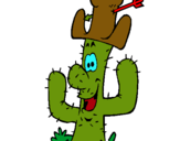 Dibujo Cactus con sombrero pintado por lobinyer