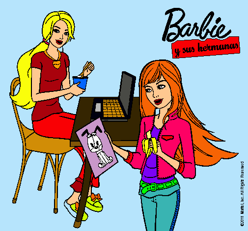 Dibujo De Barbie Y Su Hermana Merendando Pintado Por Marivier En Dibujos Net El D A A