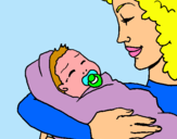Dibujo Madre con su bebe II pintado por didibujo