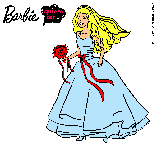 Dibujo Barbie vestida de novia pintado por Alejandras