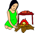 Dibujo Mujer cocinando pintado por migel