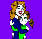 Dibujo Madre e hija abrazadas pintado por careau