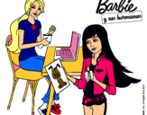 Dibujo Barbie y su hermana merendando pintado por franyelit