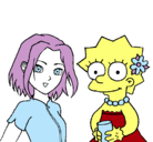 Dibujo Sakura y Lisa pintado por mhgjhjbjgnjn