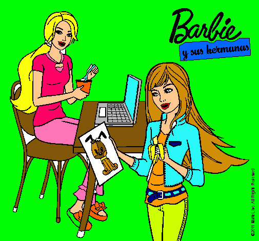 Barbie y su hermana merendando