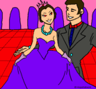 Dibujo Princesa y príncipe en el baile pintado por brendaaaaaaa
