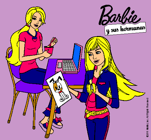 Barbie y su hermana merendando