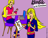 Dibujo Barbie y su hermana merendando pintado por peito5