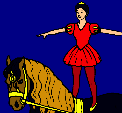Dibujo Trapecista encima de caballo pintado por sergisan