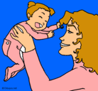Dibujo Madre con su bebe pintado por  yjuiiiyuyt