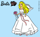 Dibujo Barbie vestida de novia pintado por aitabimba