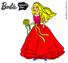 Dibujo Barbie vestida de novia pintado por naira