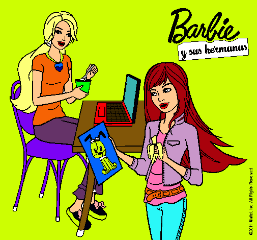 Barbie y su hermana merendando