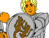 Dibujo Caballero con escudo de león pintado por triskel