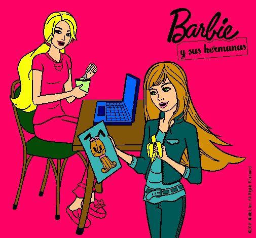 Barbie y su hermana merendando