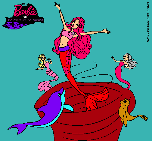 Dibujo Barbie sirena contenta pintado por Anita_11