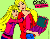 Dibujo El nuevo portátil de Barbie pintado por adorables