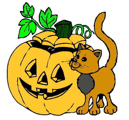 Calabaza y gato