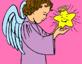 Dibujo Ángel y estrella pintado por devora