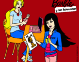 Dibujo Barbie y su hermana merendando pintado por vlentinita
