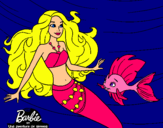 Dibujo Barbie sirena con su amiga pez pintado por dy1999