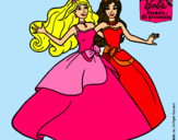 Dibujo Barbie y su amiga súper felices pintado por lala49