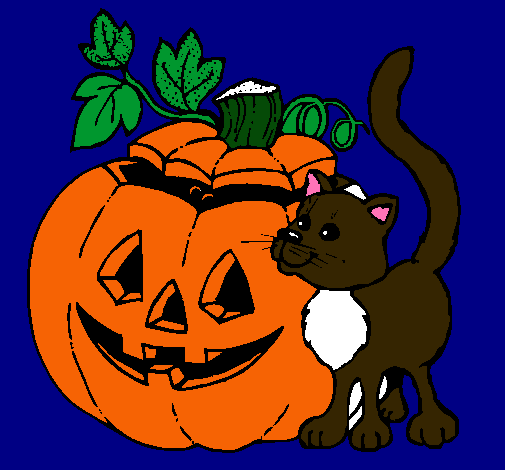 Calabaza y gato