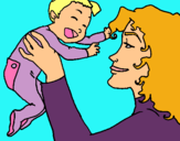 Dibujo Madre con su bebe pintado por andreita123
