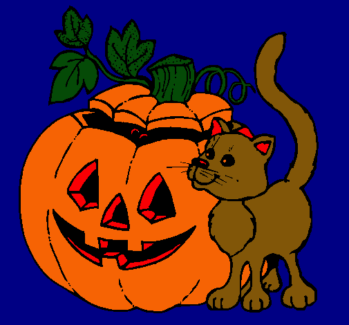 Calabaza y gato