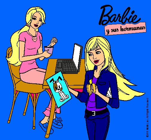 Dibujo De Barbie Y Su Hermana Merendando Pintado Por Valentinauje En Dibujos Net El D A