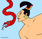 Dibujo Serpiente y guerrero pintado por luku