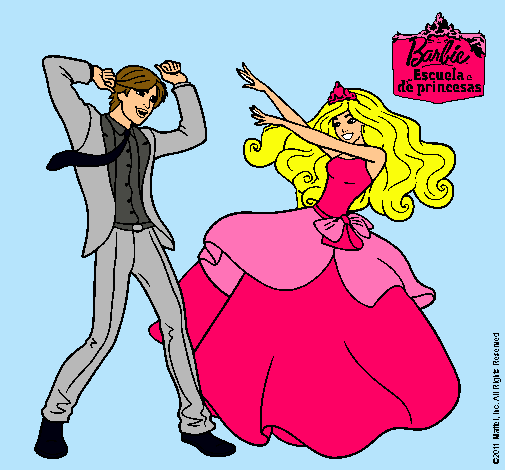 Dibujo Barbie bailando con un amigo pintado por lala49