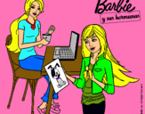 Dibujo Barbie y su hermana merendando pintado por genitha