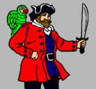 Dibujo Pirata con un loro pintado por sandersom