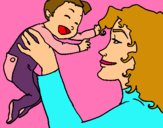 Dibujo Madre con su bebe pintado por high