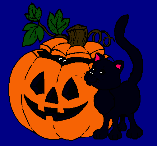 Calabaza y gato