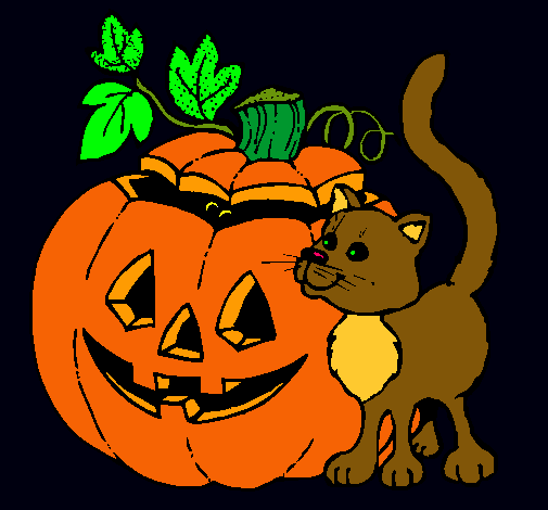 Calabaza y gato