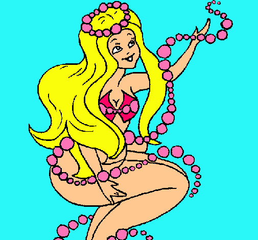 Dibujo Sirena entre burbujas pintado por YINVALENTN