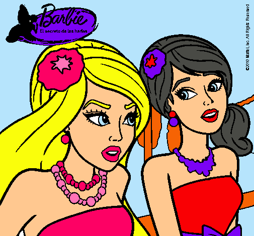 Dibujo Barbie y su amiga pintado por lala49