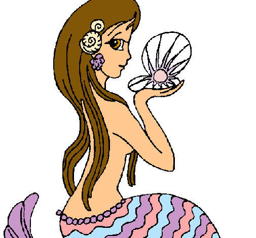 Dibujo Sirena y perla pintado por rqlopezg
