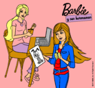 Dibujo Barbie y su hermana merendando pintado por dianagc