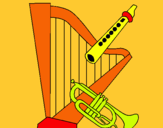 Dibujo Arpa, flauta y trompeta pintado por wendy22