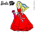 Dibujo Barbie vestida de novia pintado por aldara 