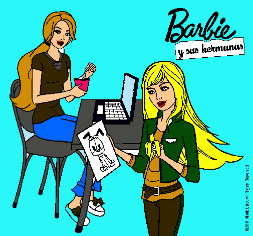 Barbie y su hermana merendando