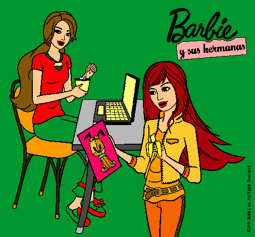 Barbie y su hermana merendando