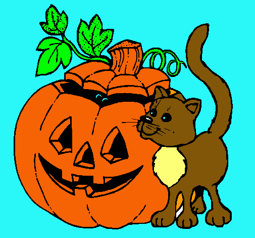 Calabaza y gato