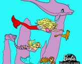 Dibujo Barbie nadando con sirenas pintado por jxhjlydsvbj