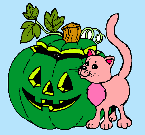 Calabaza y gato