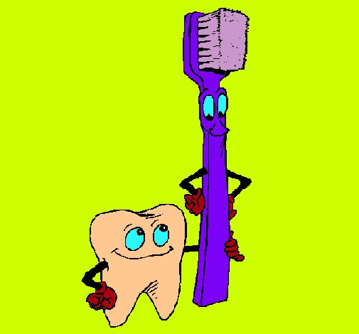 Dibujo Muela y cepillo de dientes pintado por ANDREAA