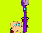 Dibujo Muela y cepillo de dientes pintado por ANDREAA